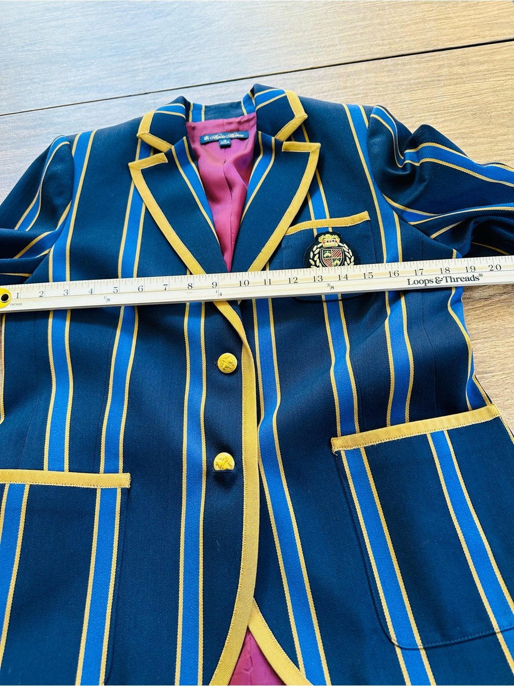 Brooks Brothers Striped Boating Blazer with Crest & Grosgrain Trim -Size: 10 - Picture 10 of 12